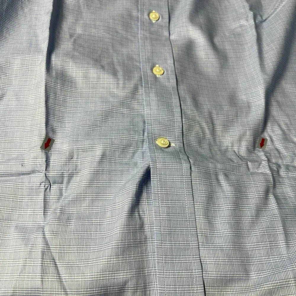 NWT‎ Polo Ralph Lauren Slim Fit Easy Care Button Up Plaid Blue Shirt 14.5 32/33